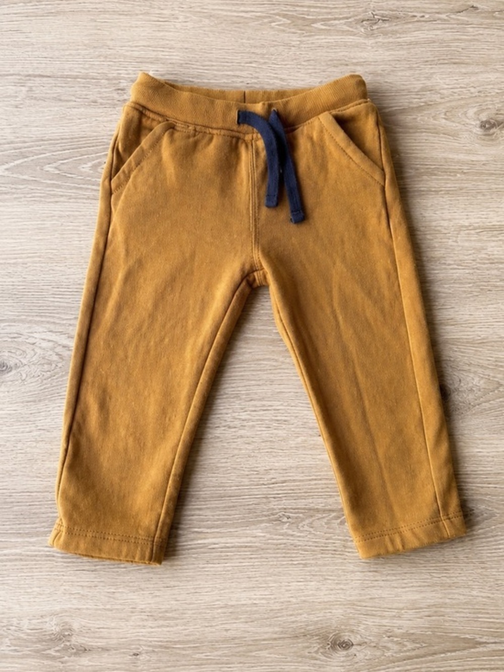 Bout'chou Toddler Jogger Pants 18M Mustard Brown Sweatpants Elastic Waist EUC